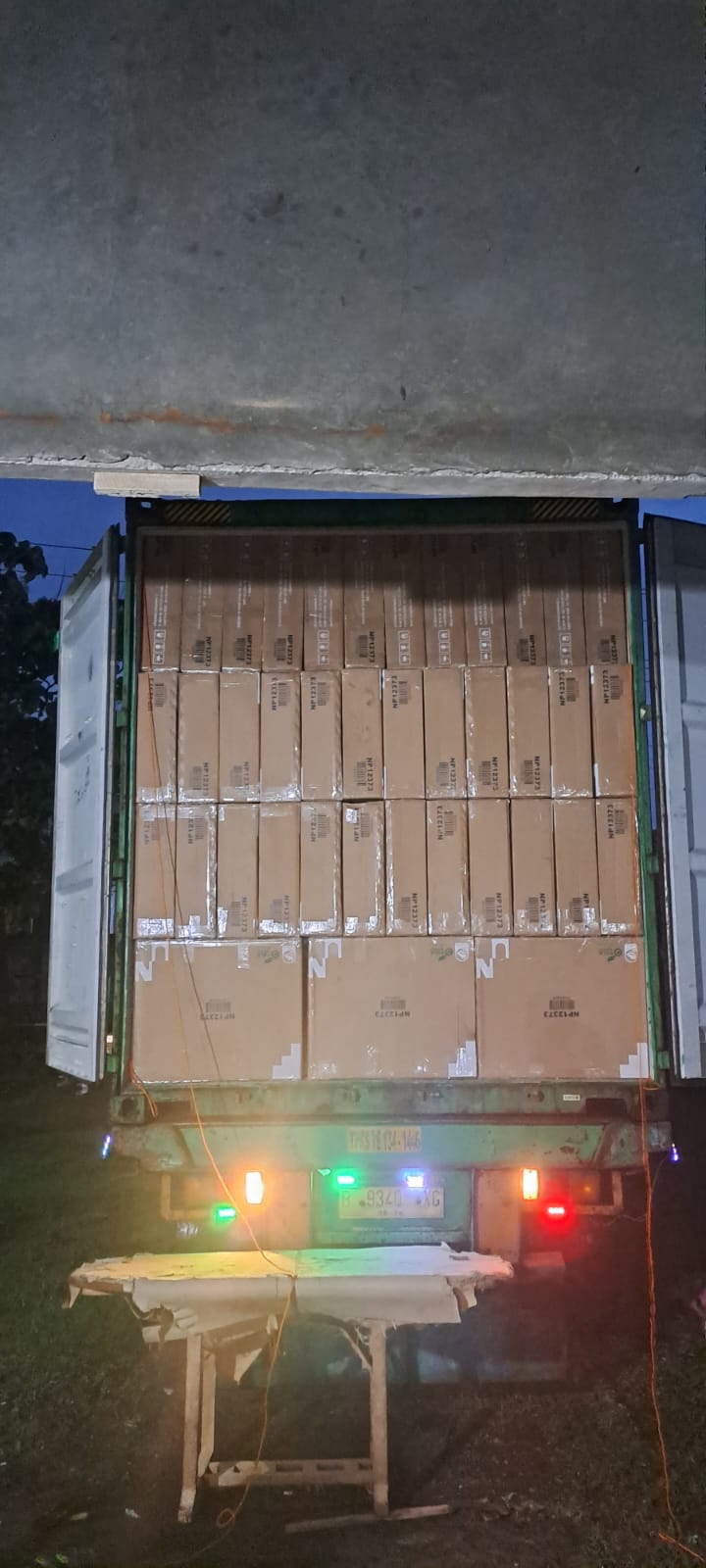 Packed furniture loaded inside an export container